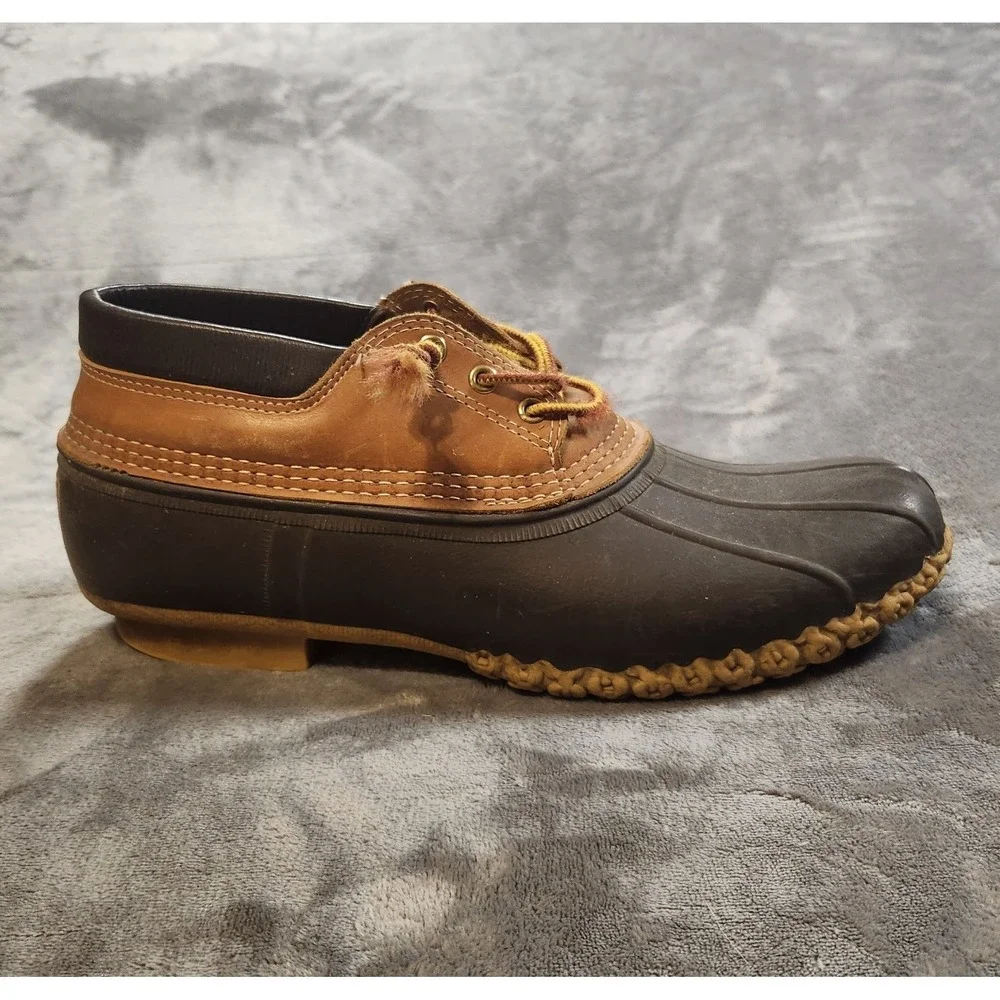 LL Bean Boots Bean Mens 12 Narrow Brown Gumshoe Leather Duck Made In Maine VTG